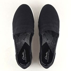 Clarks Cloudsteppers Women's Breeze Step Black Canvas Slip On Flats Size 7M